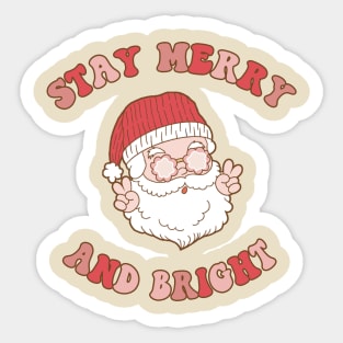 Retro Christmas Santa Stay Merry and Bright Sticker